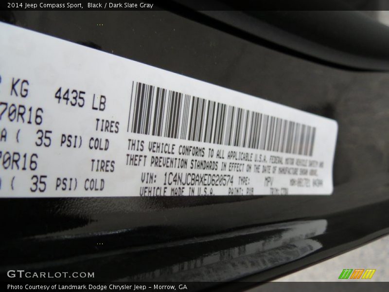 Black / Dark Slate Gray 2014 Jeep Compass Sport