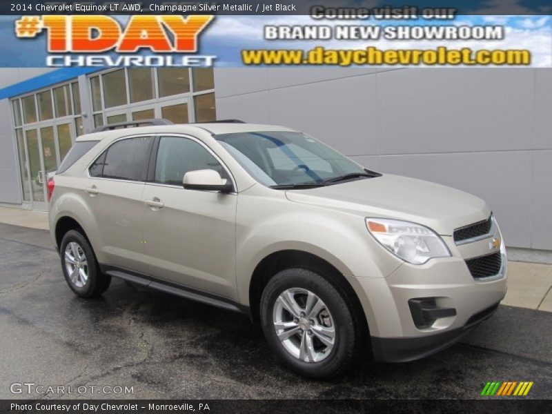 Champagne Silver Metallic / Jet Black 2014 Chevrolet Equinox LT AWD