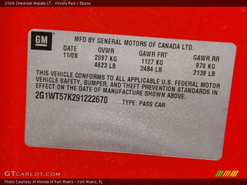 Victory Red / Ebony 2009 Chevrolet Impala LT