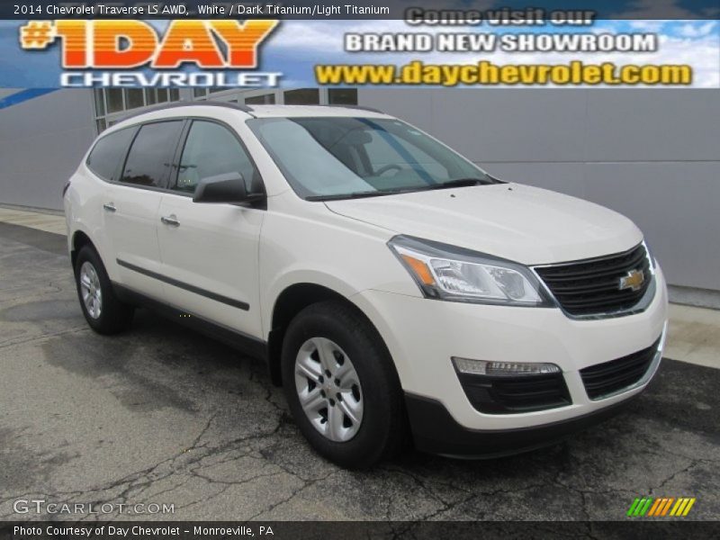White / Dark Titanium/Light Titanium 2014 Chevrolet Traverse LS AWD