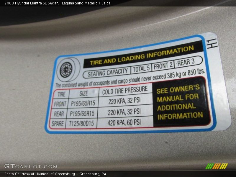 Laguna Sand Metallic / Beige 2008 Hyundai Elantra SE Sedan