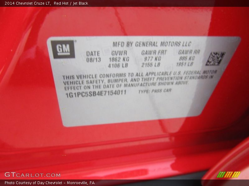 Red Hot / Jet Black 2014 Chevrolet Cruze LT