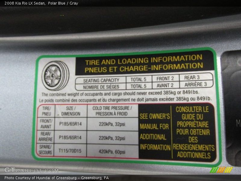 Polar Blue / Gray 2008 Kia Rio LX Sedan