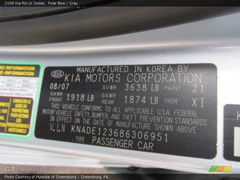 Polar Blue / Gray 2008 Kia Rio LX Sedan