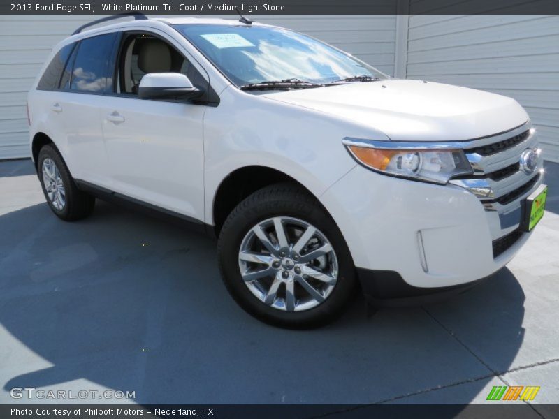 White Platinum Tri-Coat / Medium Light Stone 2013 Ford Edge SEL