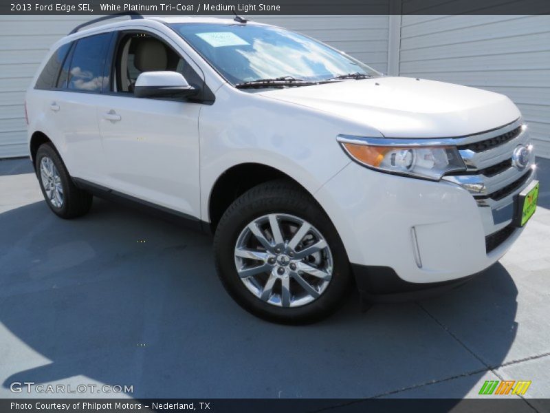 White Platinum Tri-Coat / Medium Light Stone 2013 Ford Edge SEL