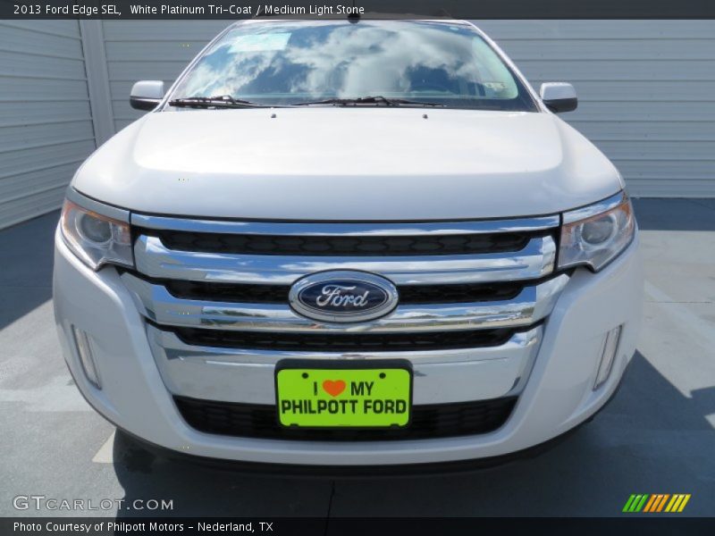 White Platinum Tri-Coat / Medium Light Stone 2013 Ford Edge SEL