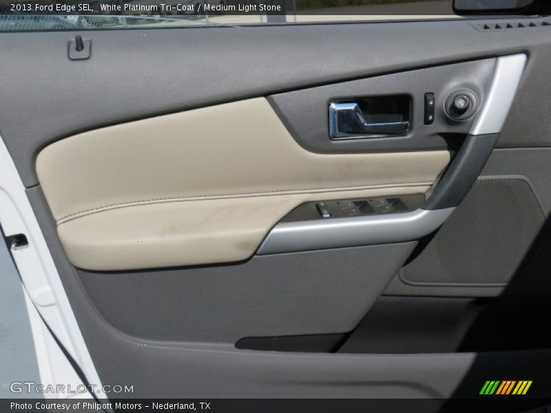 White Platinum Tri-Coat / Medium Light Stone 2013 Ford Edge SEL