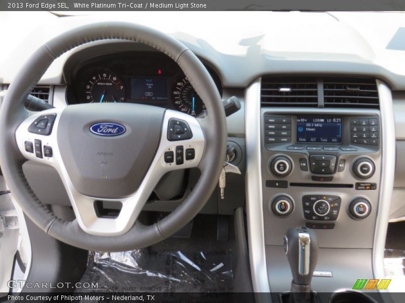 White Platinum Tri-Coat / Medium Light Stone 2013 Ford Edge SEL