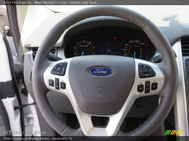 White Platinum Tri-Coat / Medium Light Stone 2013 Ford Edge SEL