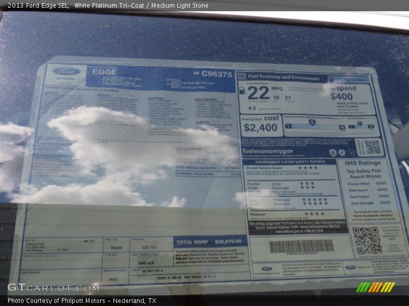 White Platinum Tri-Coat / Medium Light Stone 2013 Ford Edge SEL