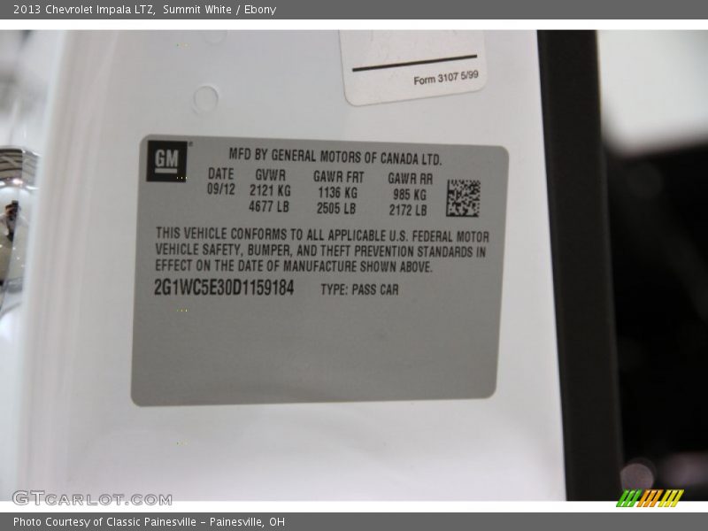 Summit White / Ebony 2013 Chevrolet Impala LTZ