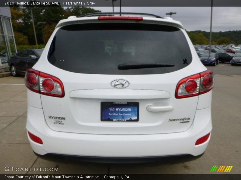 Pearl White / Gray 2010 Hyundai Santa Fe SE 4WD