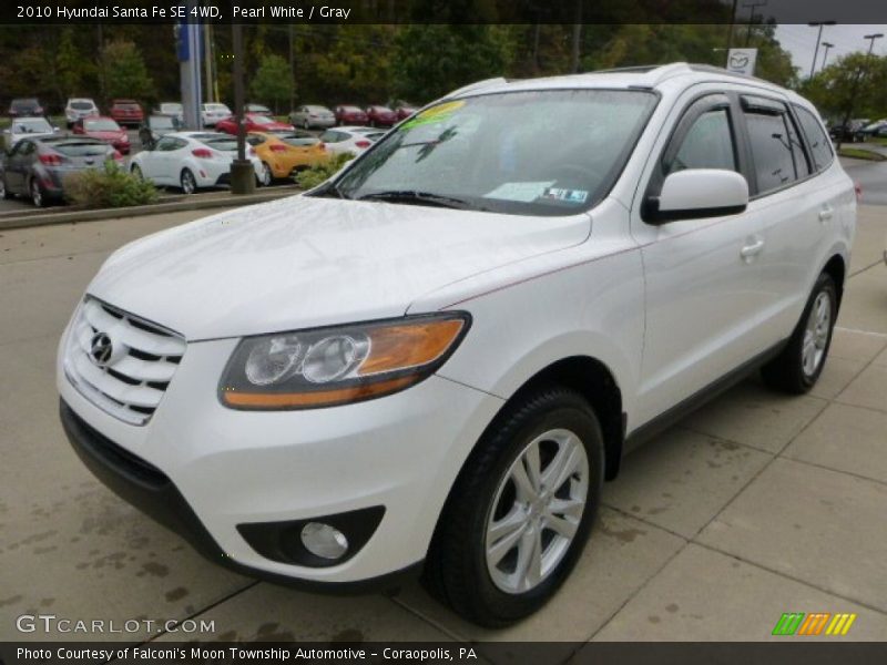 Pearl White / Gray 2010 Hyundai Santa Fe SE 4WD