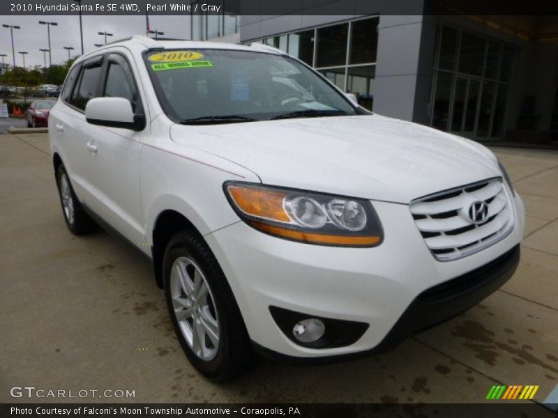 Pearl White / Gray 2010 Hyundai Santa Fe SE 4WD