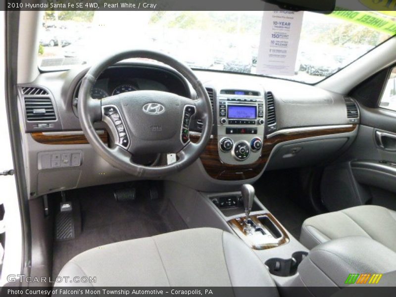 Pearl White / Gray 2010 Hyundai Santa Fe SE 4WD