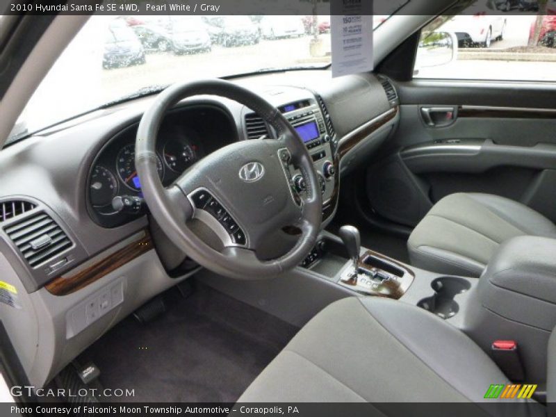 Pearl White / Gray 2010 Hyundai Santa Fe SE 4WD