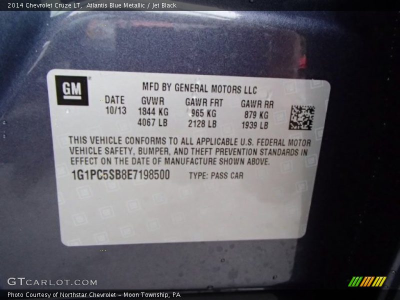 Atlantis Blue Metallic / Jet Black 2014 Chevrolet Cruze LT