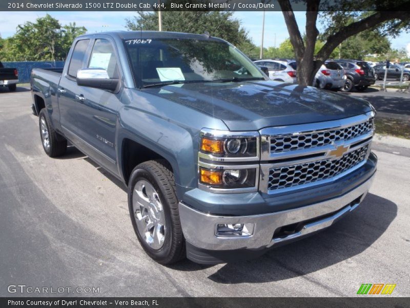 Blue Granite Metallic / Cocoa/Dune 2014 Chevrolet Silverado 1500 LTZ Double Cab 4x4