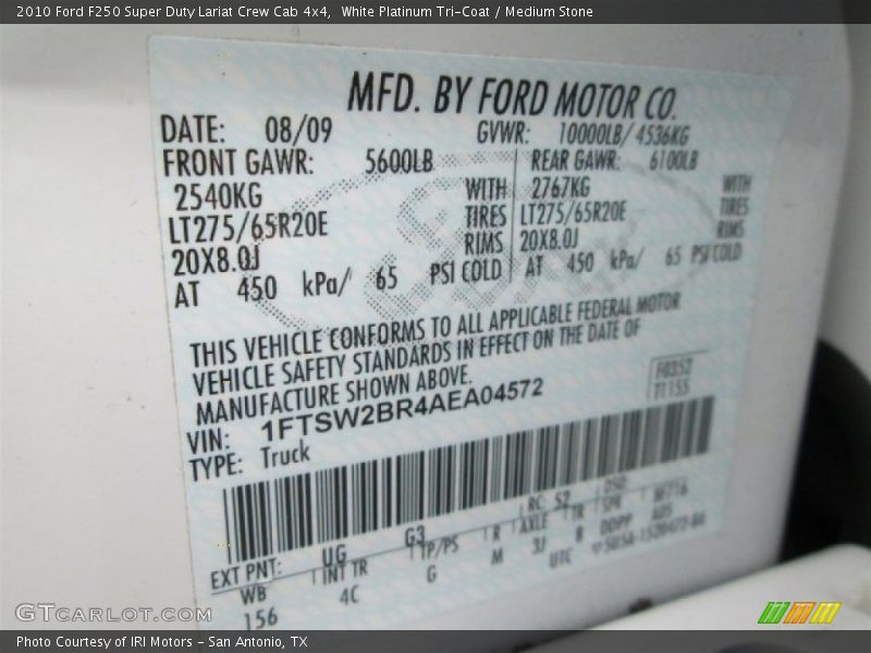 White Platinum Tri-Coat / Medium Stone 2010 Ford F250 Super Duty Lariat Crew Cab 4x4