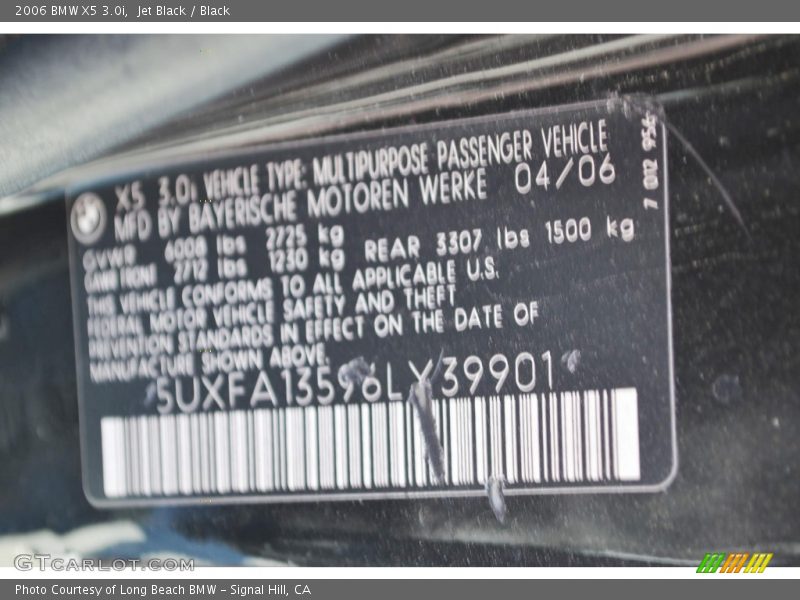 Jet Black / Black 2006 BMW X5 3.0i