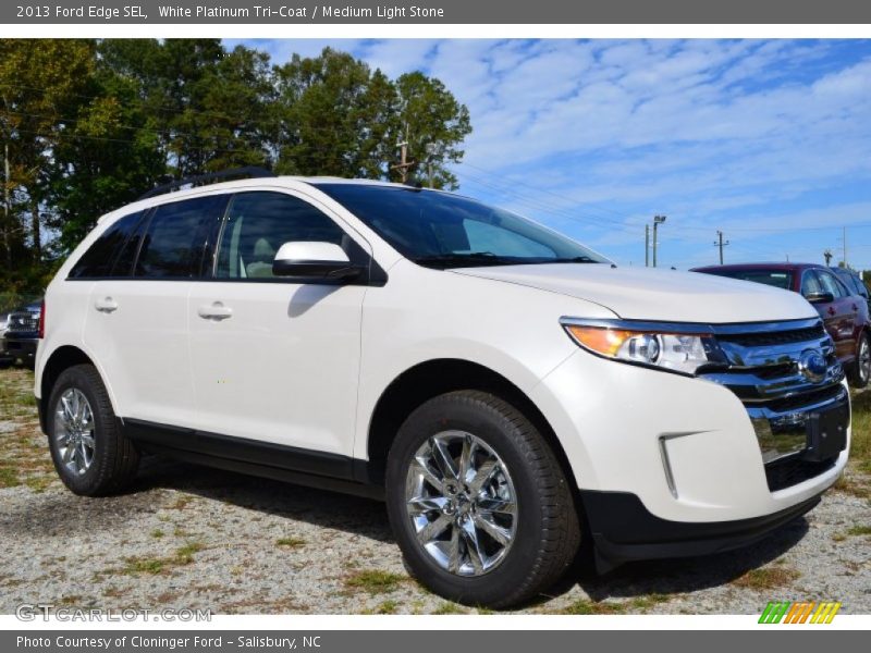 White Platinum Tri-Coat / Medium Light Stone 2013 Ford Edge SEL