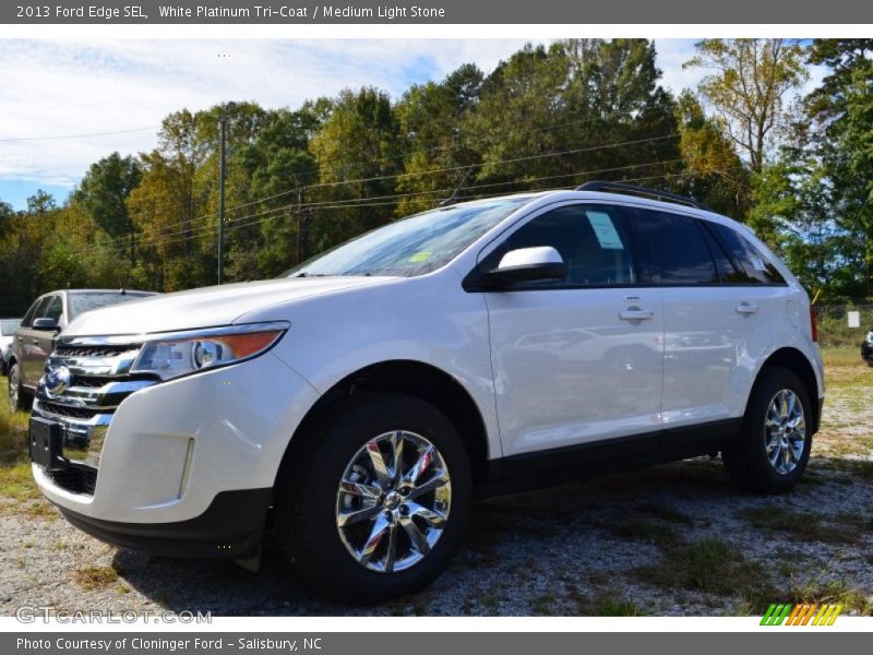 White Platinum Tri-Coat / Medium Light Stone 2013 Ford Edge SEL