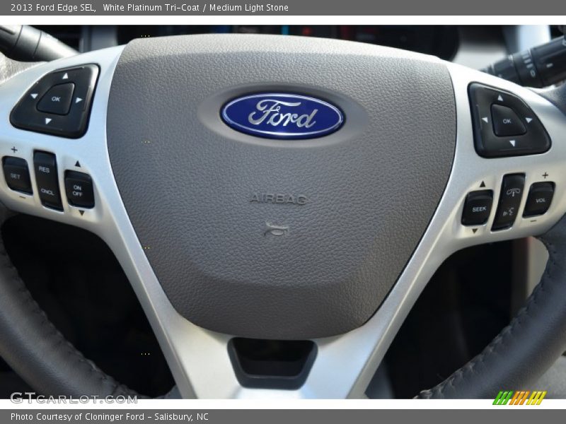 White Platinum Tri-Coat / Medium Light Stone 2013 Ford Edge SEL