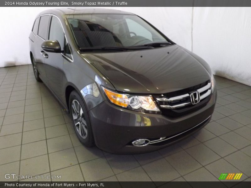 Smoky Topaz Metallic / Truffle 2014 Honda Odyssey Touring Elite