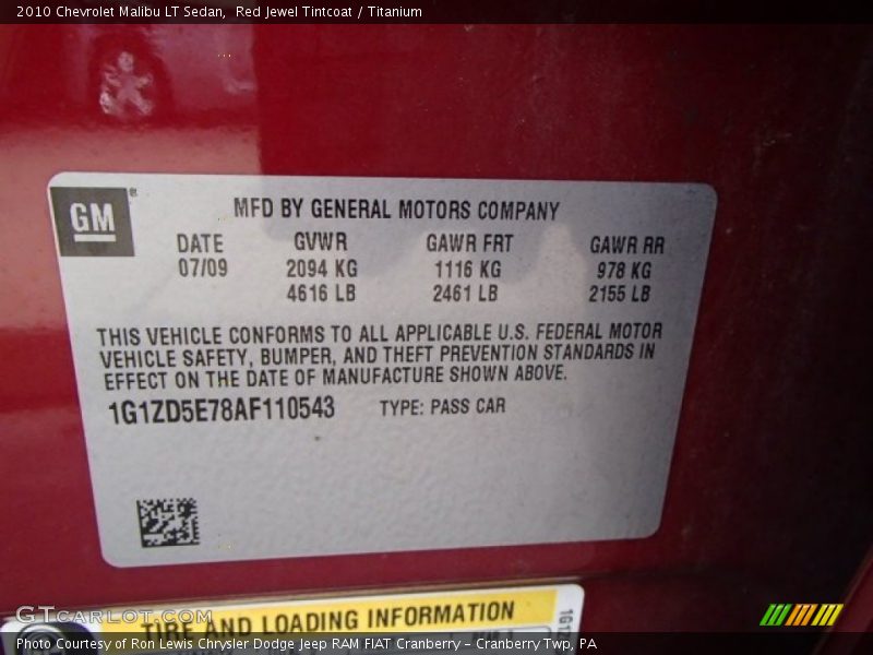Red Jewel Tintcoat / Titanium 2010 Chevrolet Malibu LT Sedan