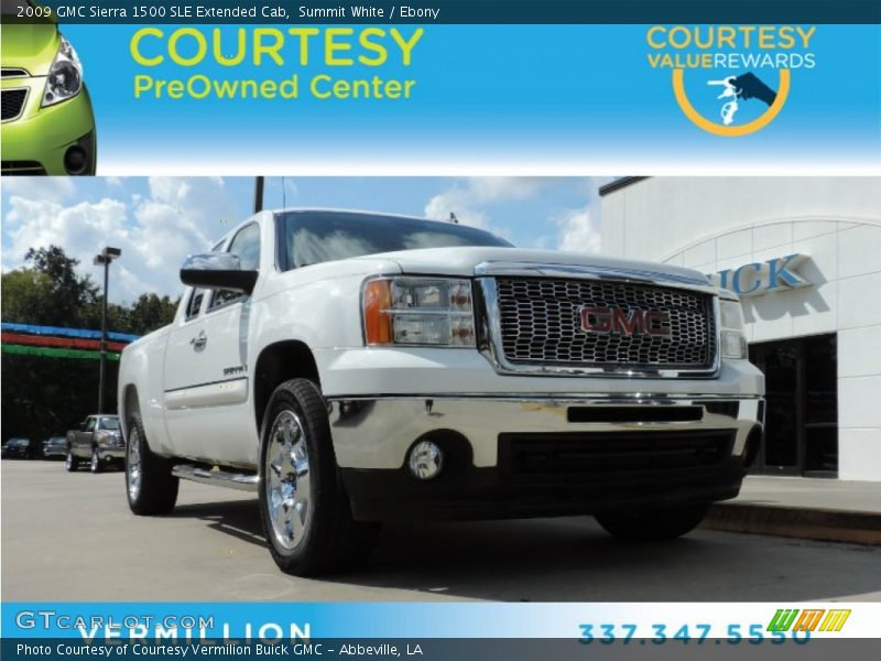 Summit White / Ebony 2009 GMC Sierra 1500 SLE Extended Cab