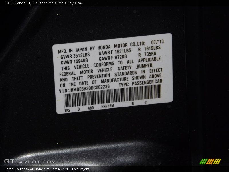 Polished Metal Metallic / Gray 2013 Honda Fit