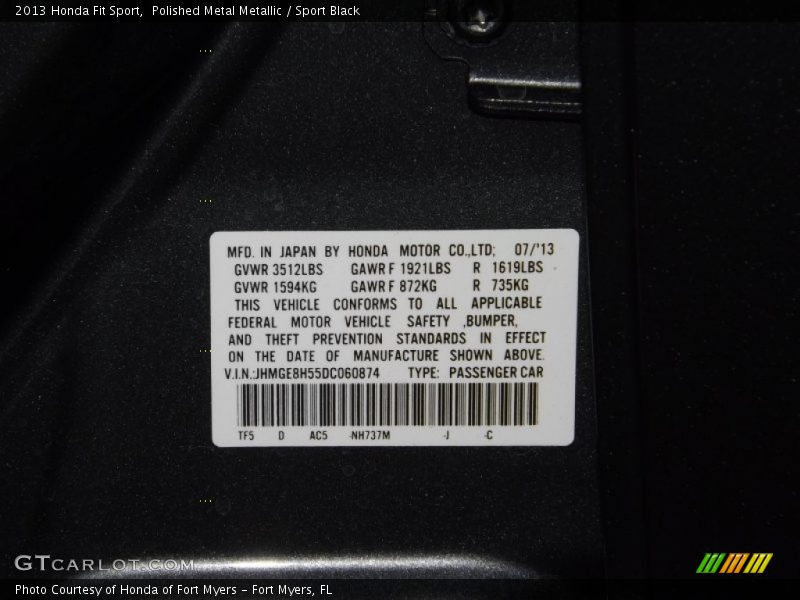 Polished Metal Metallic / Sport Black 2013 Honda Fit Sport