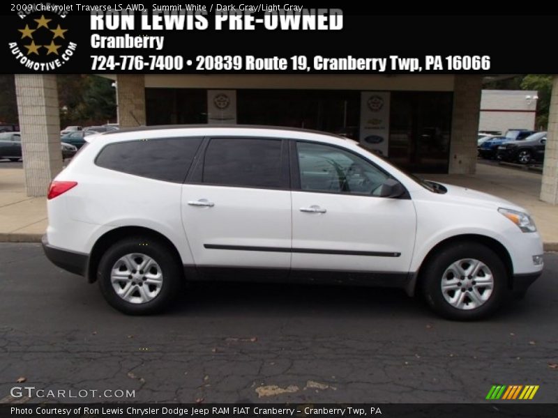 Summit White / Dark Gray/Light Gray 2009 Chevrolet Traverse LS AWD