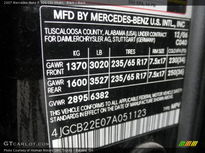 Black / Black 2007 Mercedes-Benz R 320 CDI 4Matic