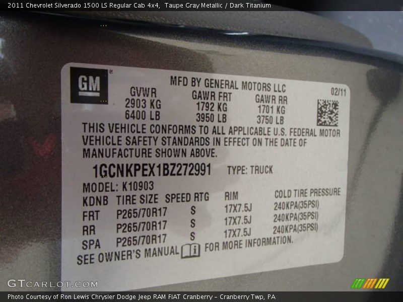 Taupe Gray Metallic / Dark Titanium 2011 Chevrolet Silverado 1500 LS Regular Cab 4x4