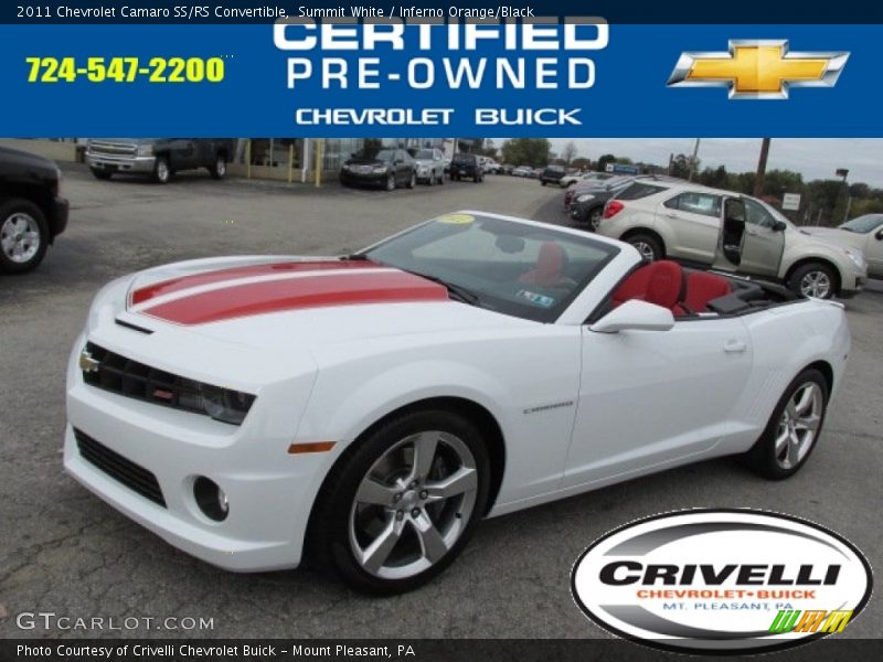 Summit White / Inferno Orange/Black 2011 Chevrolet Camaro SS/RS Convertible