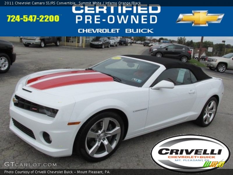 Summit White / Inferno Orange/Black 2011 Chevrolet Camaro SS/RS Convertible