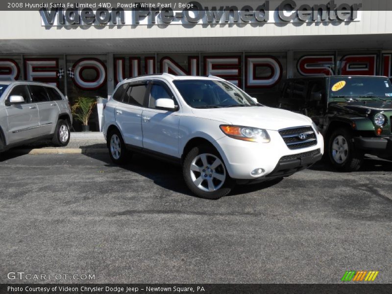 Powder White Pearl / Beige 2008 Hyundai Santa Fe Limited 4WD