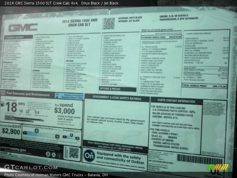  2014 Sierra 1500 SLT Crew Cab 4x4 Window Sticker