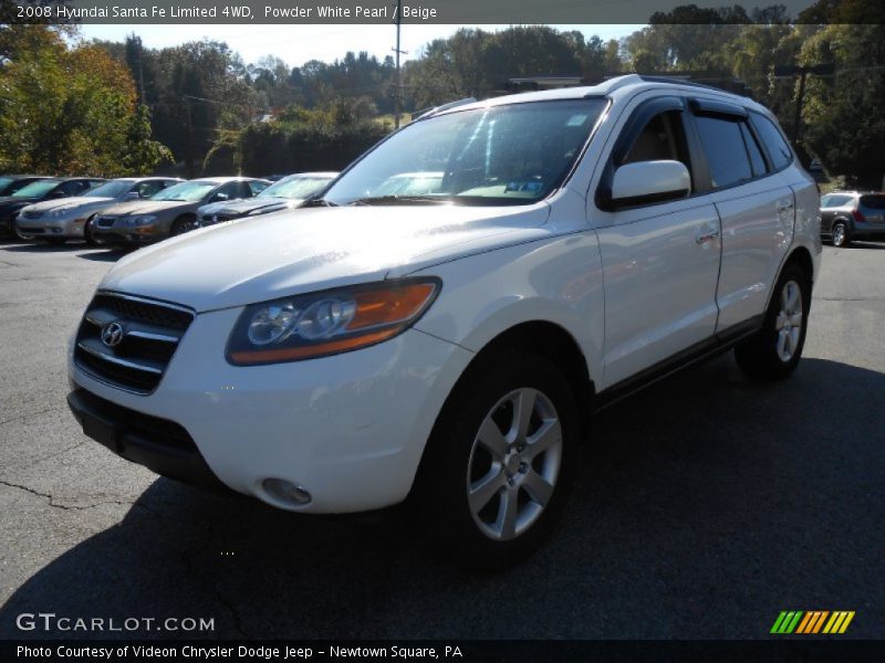 Powder White Pearl / Beige 2008 Hyundai Santa Fe Limited 4WD