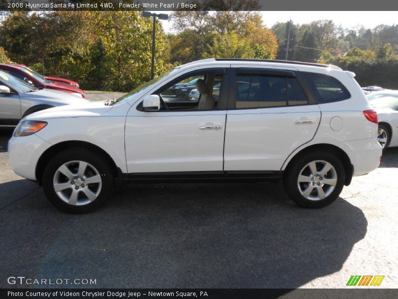 Powder White Pearl / Beige 2008 Hyundai Santa Fe Limited 4WD
