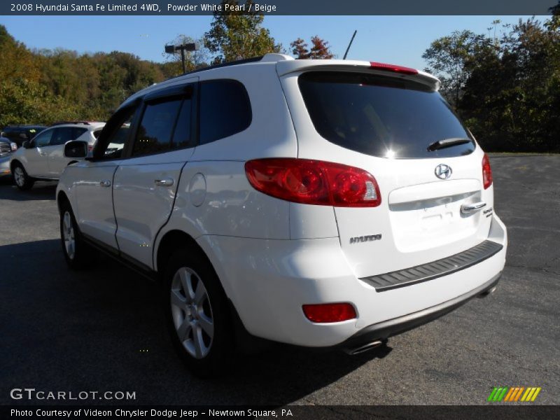 Powder White Pearl / Beige 2008 Hyundai Santa Fe Limited 4WD