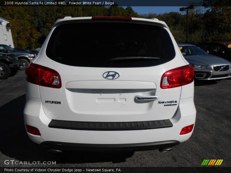 Powder White Pearl / Beige 2008 Hyundai Santa Fe Limited 4WD
