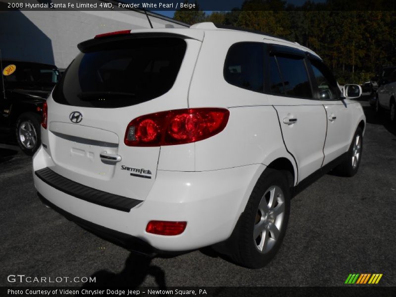 Powder White Pearl / Beige 2008 Hyundai Santa Fe Limited 4WD