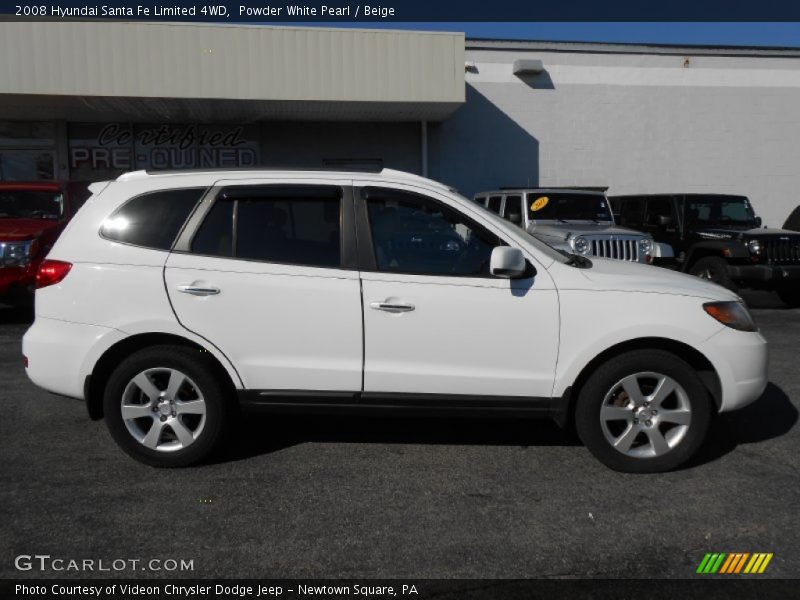 Powder White Pearl / Beige 2008 Hyundai Santa Fe Limited 4WD
