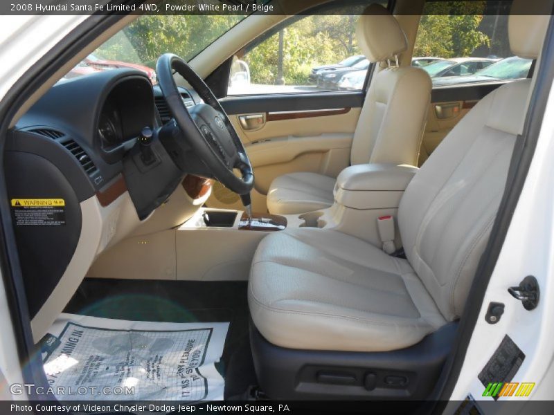 Powder White Pearl / Beige 2008 Hyundai Santa Fe Limited 4WD