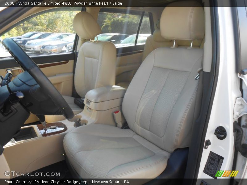 Powder White Pearl / Beige 2008 Hyundai Santa Fe Limited 4WD