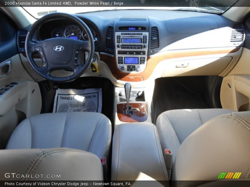 Powder White Pearl / Beige 2008 Hyundai Santa Fe Limited 4WD