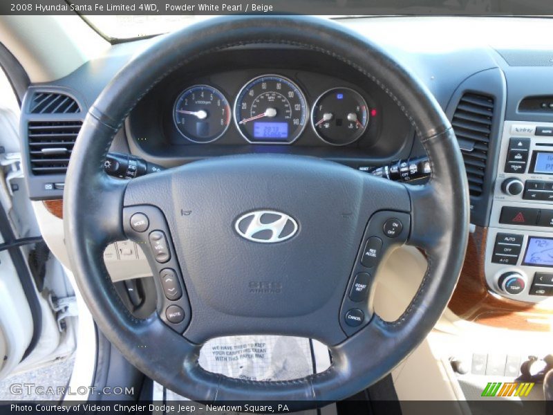 Powder White Pearl / Beige 2008 Hyundai Santa Fe Limited 4WD